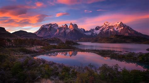 South America Patagonia Andes Mountains Lake Hd Nature
