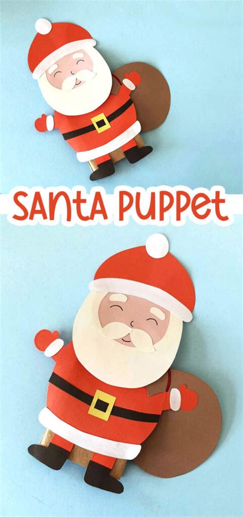Santa Paper Bag Puppet Free Template Moms And Crafters