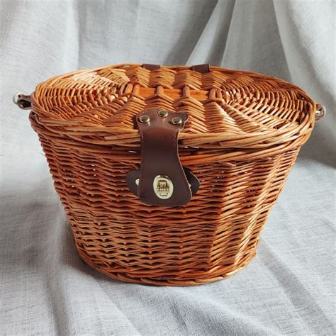 Bike Wicker Baskets Front Handlebar Bicycle Basket With Lid Etsy