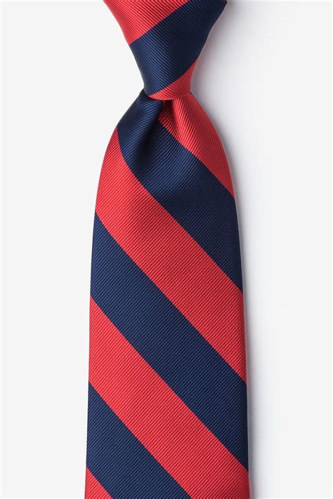 Red Microfiber Red And Navy Stripe Tie