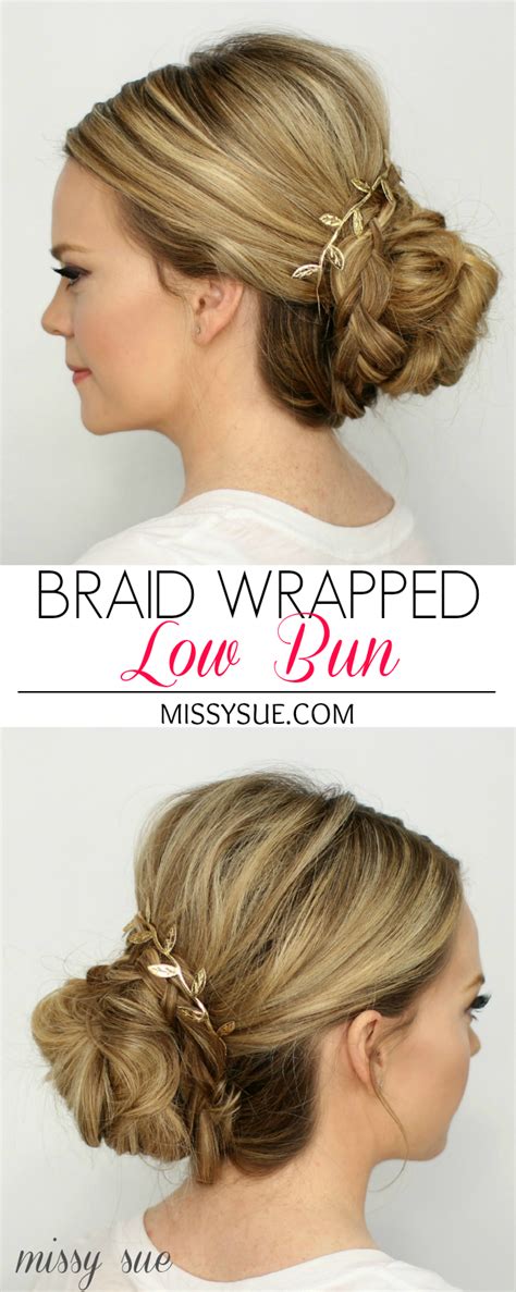 Braid Wrapped Low Bun Missysue Com Braided Bun Hairstyles Braided