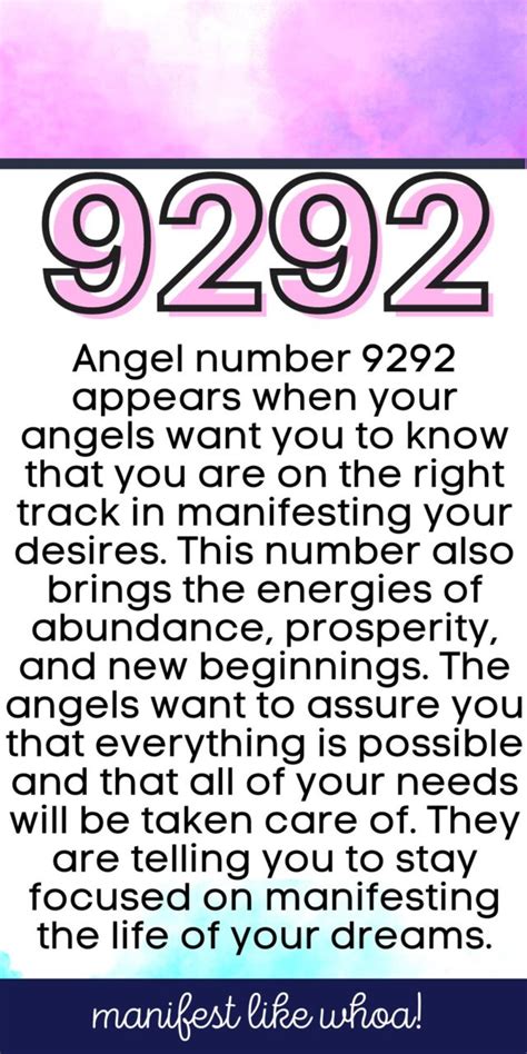 9292 Angel Number Meaning For Manifestation