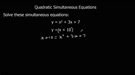 Solving Simultaneous Linear And Quadratic Equations