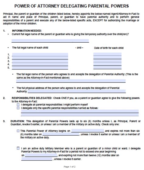 Free Printable Power Of Attorney Forms Pdf Templates