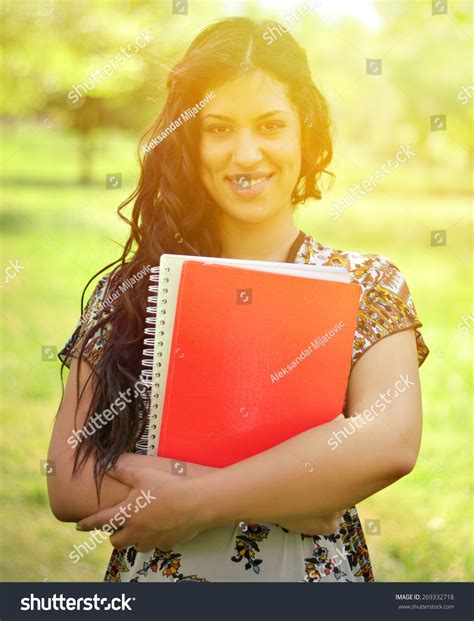 Portrait Happy Student Girl Holding Books Stock Photo Edit Now 269332718