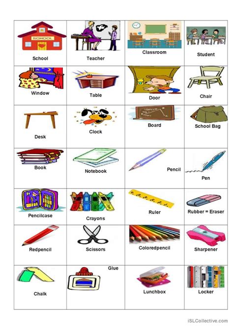 Classroom Objects Pictionary Pictur English Esl Worksheets Pdf Doc