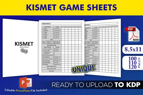 Printable Kismet Score Sheets