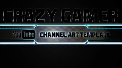 Crazy Gamer Youtube Channel Art Template Photoshop Psd