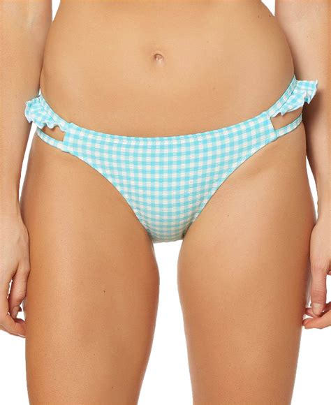 Jessica Simpson Womens Gingham Print Ruffled Cheeky Bikini Bottoms Ebay