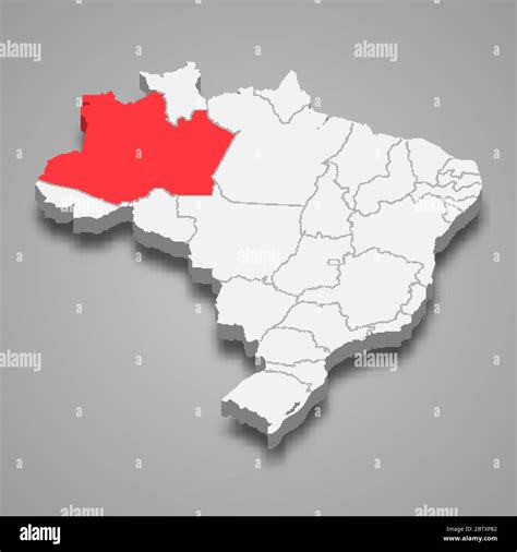 Amazonas State Location Within Brazil 3d Map Stock Vector Image And Art