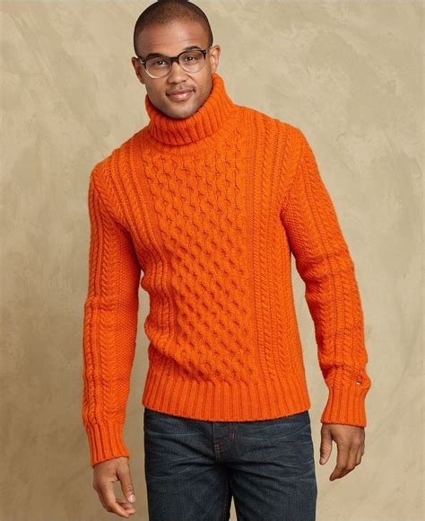 Men S Orange Turtleneck Navy Jeans Men Sweater Turtleneck Sweater Mens Knitwear Men