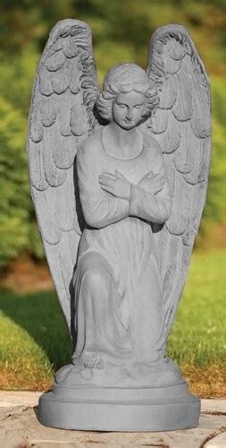 Roman 3075 Gray Kneeling Angel With Arms Folded Outdoor Garden Statue
