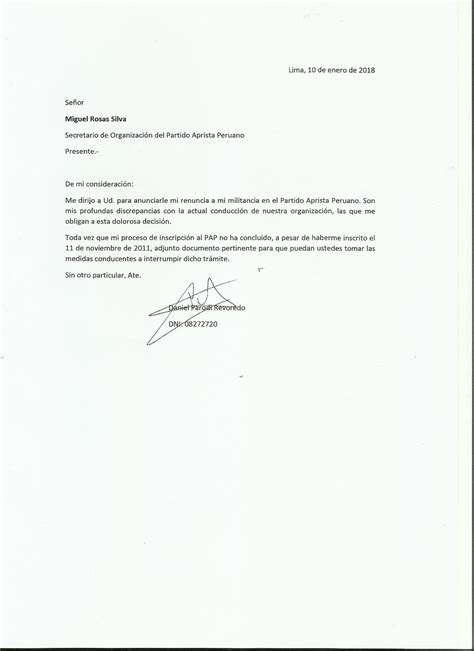 Modelo De Carta De Renuncia En Peru Pdf Exemplo De Carta Carta Modelo