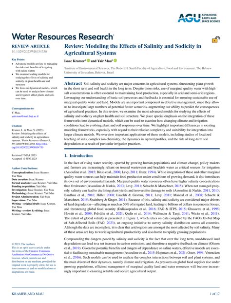 Pdf Review Modeling The Effects Of Salinity And Sodicity In