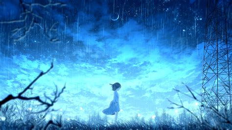 Girl Rain Anime Light Bright 4k Hd Wallpaper