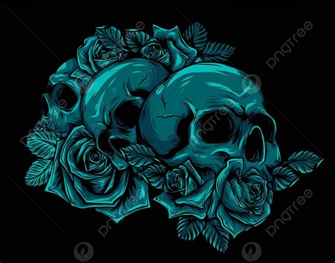 Desenho De Caveiras Humanas Buquê Flores Ilustração Vetorial Emblema Muertos Cultura Vetor Png