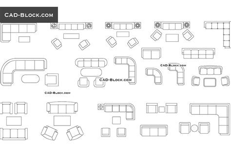 Furniture Cad Blocks Couches And Sofas In Plan