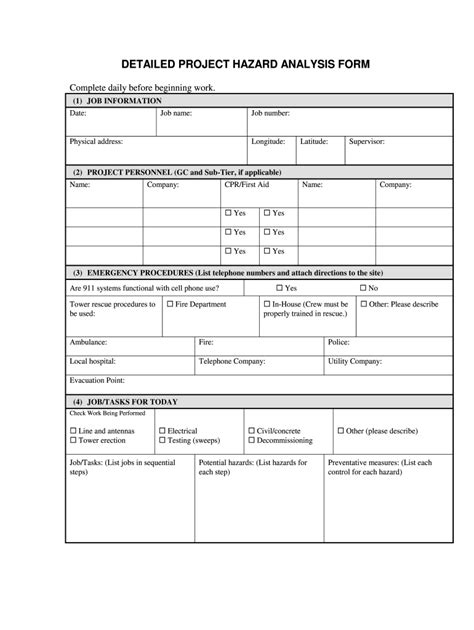 Job Hazard Analysis Sheet Fill Online Printable Fillable Blank