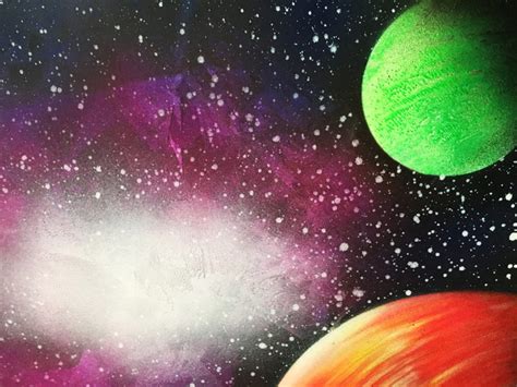 Spray Paint Art Space Painting Galaxy Painting Planet Painting Etsy