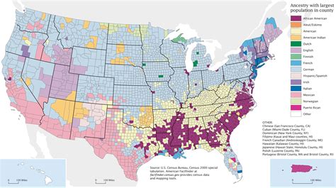 Ancestry With The Largest Population For Each Us County 3669 × 2057