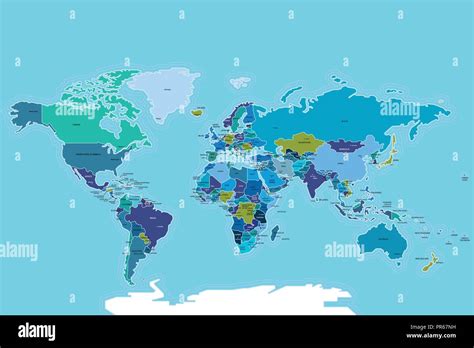 Mapa Del Mundo Con Los Países Mapa De Vectores Ilustración Con Los Nombres De Los Países Y Las