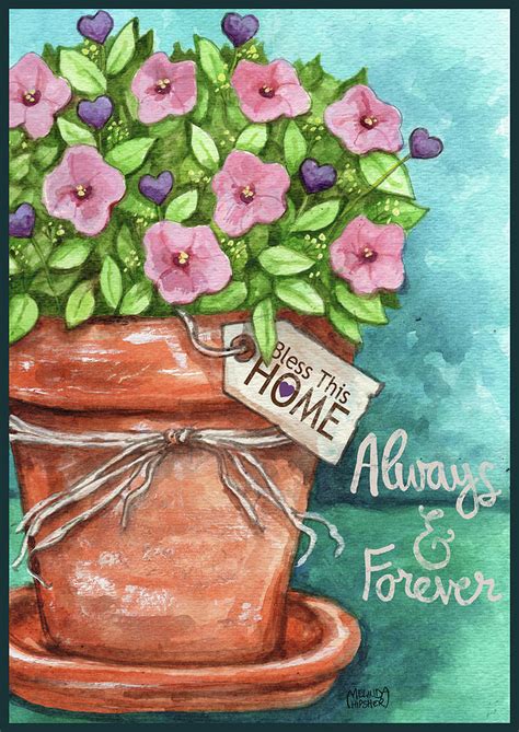 Flower Pink Bless This Home Painting By Melinda Hipsher Fine Art America