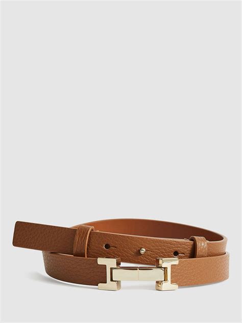 Reiss Hayley Skinny Leather Belt Black At John Lewis And Partners