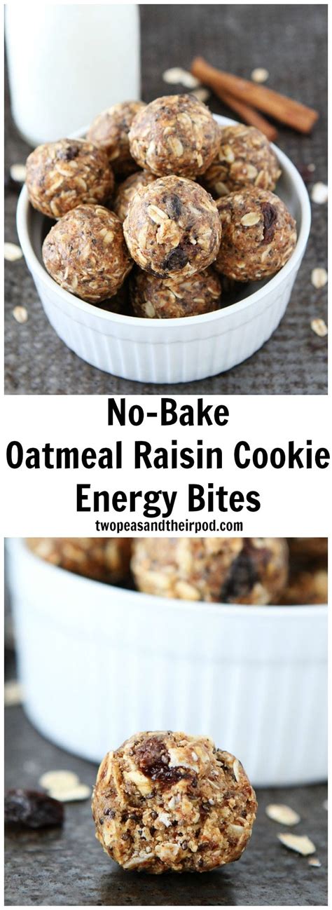Add flour mixture, stir until it forms a ball; No-Bake Oatmeal Raisin Cookie Energy Bites Recipe on ...