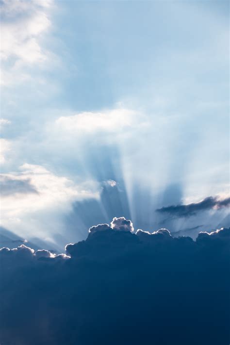 Free Download Sun Rays Above Silhouette Of Clouds Photo Free Sky Image