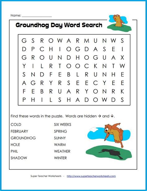 Print Out This Fun Groundhog Day Word Search For Your Students To