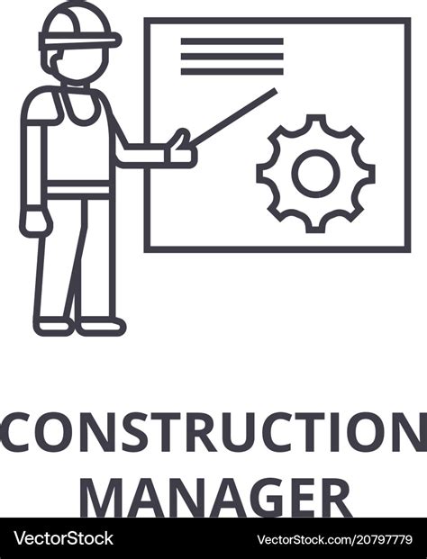 Construction Manager Line Icon Sign Royalty Free Vector