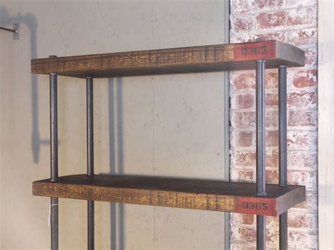 Industrial Wood Steel Pipe Cast Iron Shelving Storage Unit At 1stdibs
