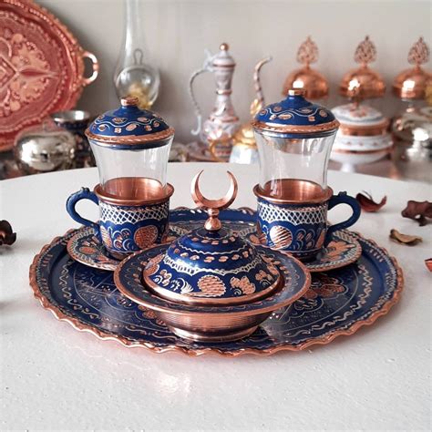 Turkish Tea Set Copper Copper Tea Cups Expresso Cups Etsy