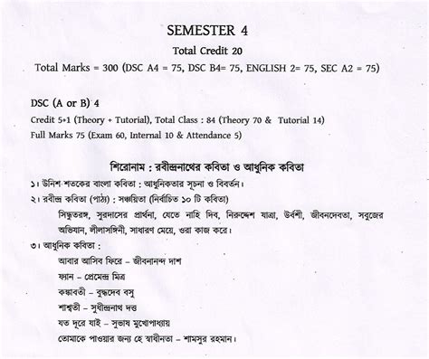 Nil S Niva Cbcs Th Semester Dsc Bengali Syllabus Nbu