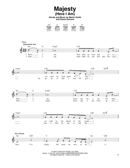 Download Majesty Here I Am Sheet Music By Delirious Sheet Music Plus