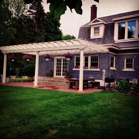 From $12 to $15 per square foot. Pergola, brick herringbone patio, cafe lights | Pergola ...
