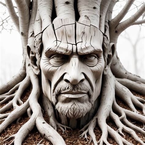 Premium Free Ai Images Man Made Of Wood And Tree Roots Totally Depressed