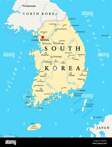 South Korea Political Map With Capital Seoul National Borders