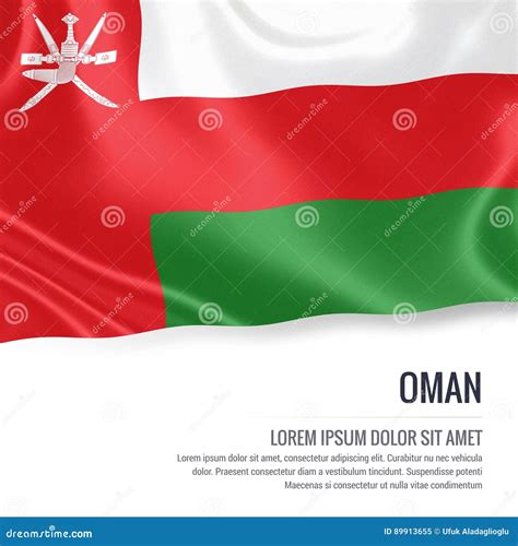 Silky Flag Of Oman Waving On An Isolated White Background With The
