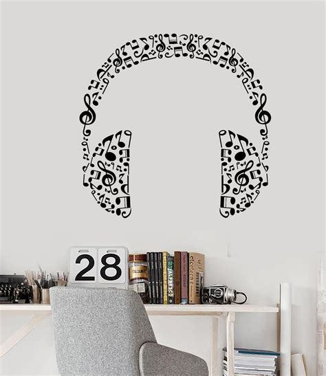 Vinyl Wall Decal Headphones Music Musical Room Art Stickers Unique 