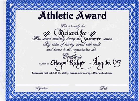 Get Our Image Of Athletic Certificate Template Awards Certificates