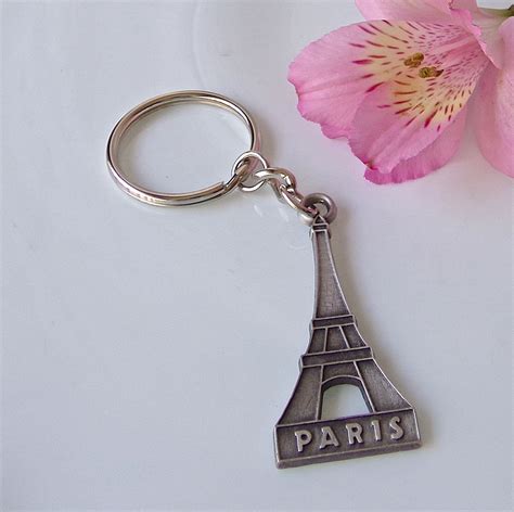 Vintage Pewter Key Chain Eiffel Tower Souvenir Etsy Keychain