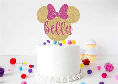 Mouse Ears W Bow Cake Topper Glitter Minnie Head Topper Etsy