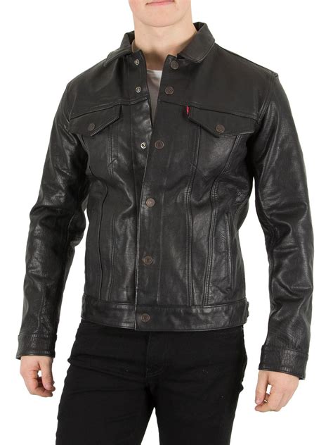 Levis Black Buffalo Leather Trucker Jacket For Men Lyst