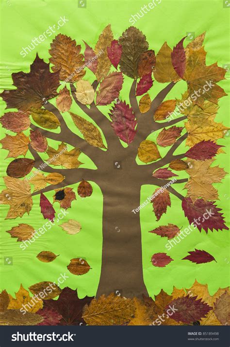 Autumn Collage Tree Falling Leaves On Stock Photo 85189498 Shutterstock