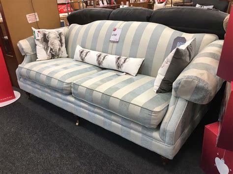 Bhf Bluewhite Striped Fabric 3 Seater Sofa In Clydebank West