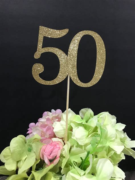 Set Of 3 Sticks 50th Birthday Centerpiece Sticks Glitter 50th Birthday Decoration 50th