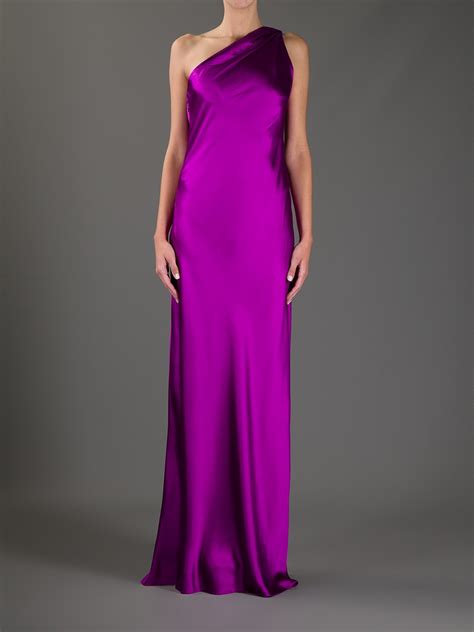 Lyst Ralph Lauren One Shoulder Gown In Purple