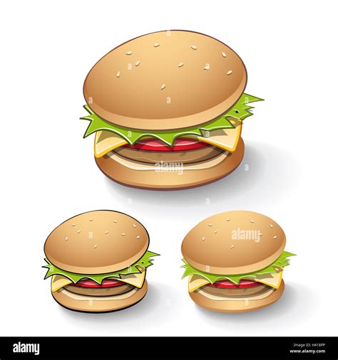 Vector Illustration Of Tasty Cartoon Burgers Isolated On A White
