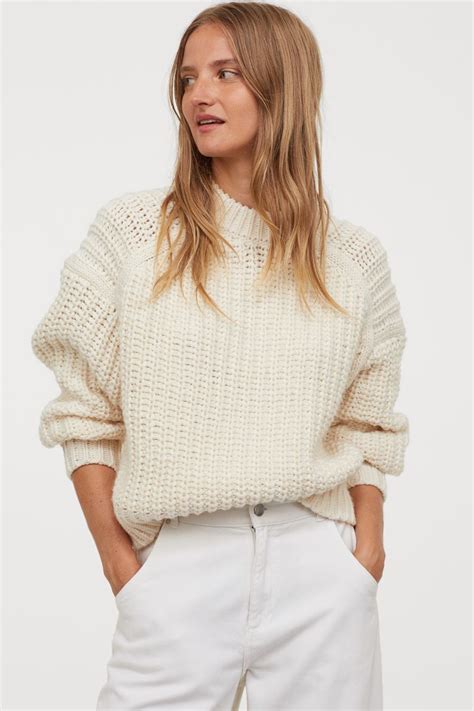 Knit Sweater Cream Ladies Handm Us Fine Knit Sweater Knitted
